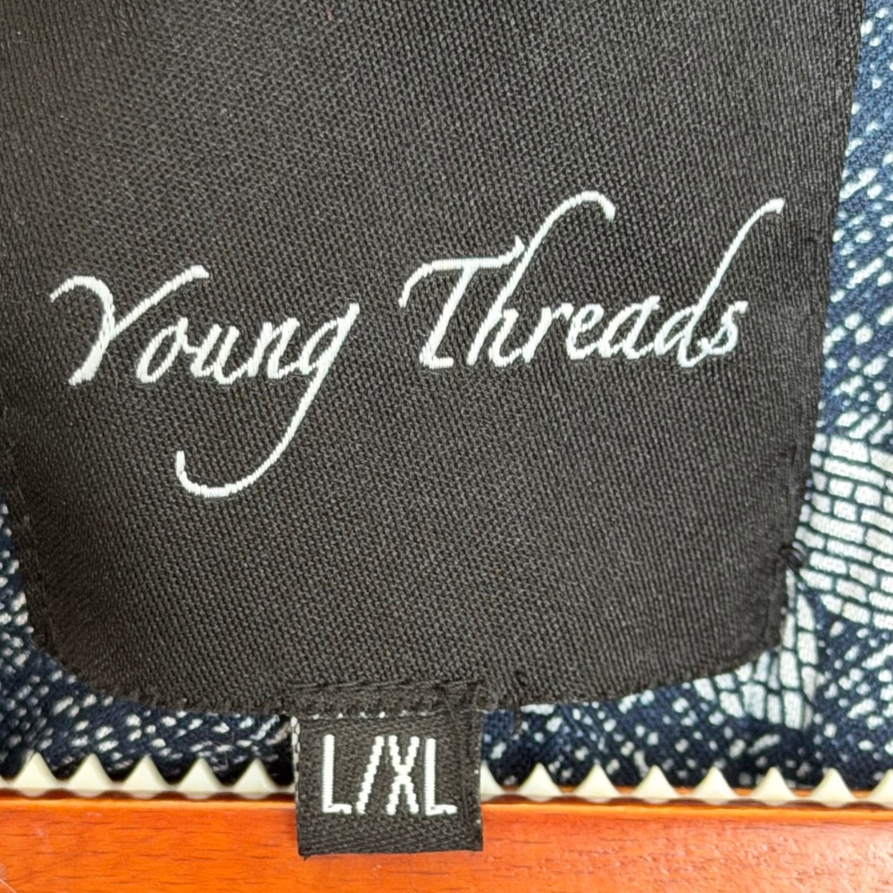 Young Threads Quilted Cotton Embroidered Button Front Jacket L/XL Charcoal NEW! - Picture 6 of 6